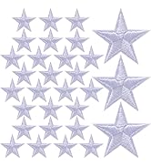CustomyLife 30 Pcs 1 Inch Star Iron on Patches, White Sew on Star Embroidered Appliques Embellish...