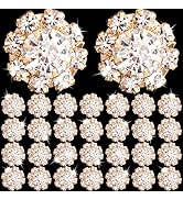 CustomyLife 30 Pcs 12mm Rhinestone Gold Buttons Flatback Crystal Flower Buttons Embellishments We...