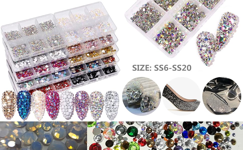 Flat Back Gems Round Crystal Rhinestones for Crafts Nail Face Art Clothes Shoes Bags DIY