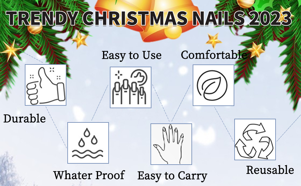 Christmas Reusable Press on Nails,christmas nails,christmas nails press on