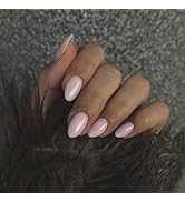 Dusty Pink Press on Nails Short Oval Acrylic Nails Press ons Solid Color Medium Short Oval Fake N...
