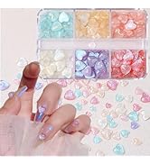 6 Grid Aurora Heart Shape Nail Charms Mixed Size Crystal Jewelry 3D Sparkling Heart Shape Nail Ar...