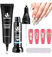 MAGIC ARMOR Nail Rhinestone Glue Set, Gel Nail Glue for Rhinestones for 3D Nails Design Super Str...