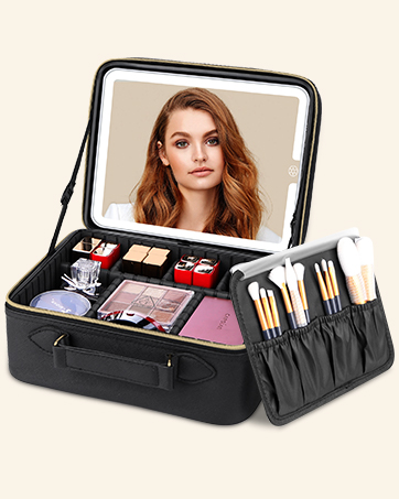 makeup case with mirror and lights