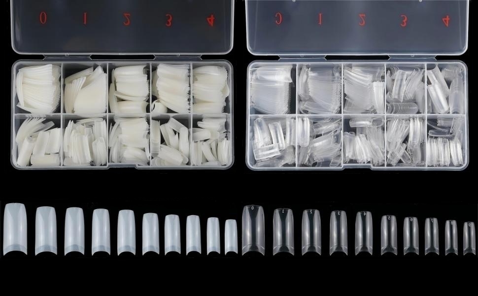 1000pcs clear and natural nail tips