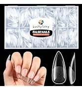 Luckyfairy Medium Stiletto Nail Tips 504pcs Full Cover Gel X Clear Soft Gel Nail Tips Pre-File Ha...