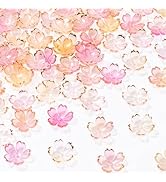 CustomyLife 100Pcs Pink Gradient Cherry Blossom Beads, 5-Petal Acrylic Flower Beads, Gold-Plated ...