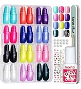 Press On Nails Short Round, 12 Colors Short Fake Nails With Nail Glue, Extra Short Press On Nails...