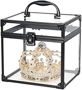 FRENESSA Portable Makeup Case Clear Crown Box Cosmetics Display Case Toiletry Organizer Box Trans...