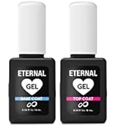 Eternal Gel Nail Polish Kit – Top Coat + Base Coat Complete Soak Off UV or LED Light Lamp Gel Sta...