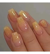 YEFIUO Medium Press on Nails Coffin Square Pink Fake Nails Press ons Nail Tips Acrylic Nail Kit O...