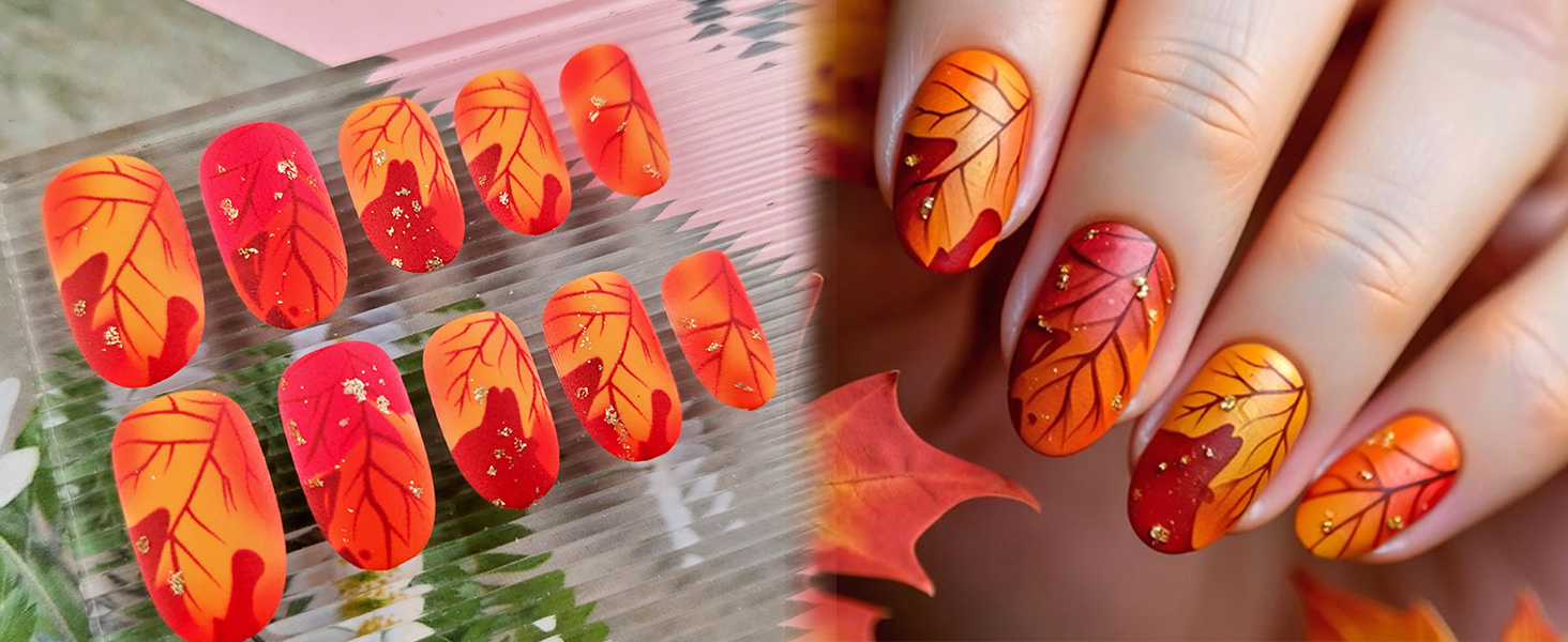 Maple Leaf Press on Nails