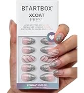 BTArtbox French Tip Press On Nails - Sparkle Bow, Lamp-Curable Short Almond Christmas Press On Na...