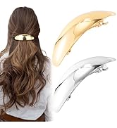 CustomyLife 2pcs 4inch Oval Hair Barrettes Vintage Metal Large Hair Clip Silver Gold French Weddi...