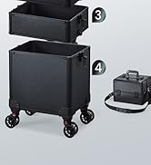 FRENESSA Rolling Makeup Train Case Cosmetology Case on Wheels 5 in 1 Makeup Case with Lid Rolling...