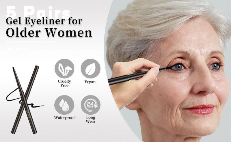 black brown Eyeliner pencil waterline prime mature older women 60 plus gel best soft silver glitter