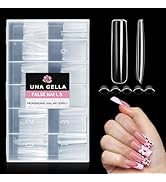 UNA GELLA Nail Tips Square Gel Nails Tips 216 PCS No C Curve Nail Tips XXL Extra Long Nail Tips F...