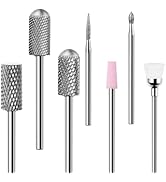 Nail Drill Bits Set 7pcs: 3/32 Inch Shank Electric Nail File Machine Bits for Acrylic Gel Dip Nai...