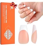 MAGIC ARMOR French Gel Nail Tips - 150pcs Brown Medium Coffin French Gel Nail Tips, French Tip Pr...
