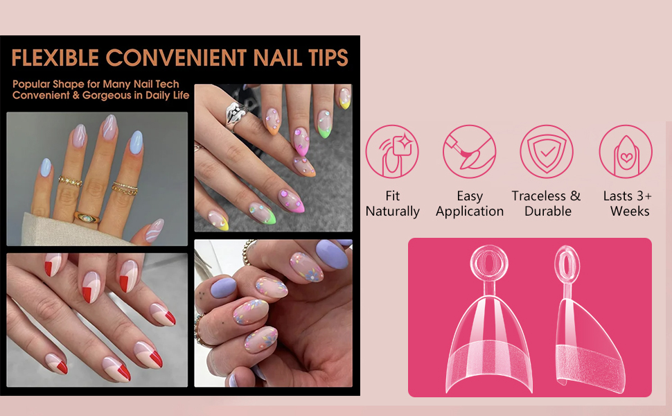 half cover short almond nails