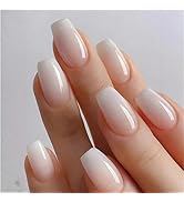 Gradient French Press on Nails Medium Ballet Fake Nails White French Tips False Nails Full Cover ...