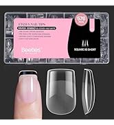 Beetles Short Square Nail Tips: 12 Sizes 576PCS XS Short Square Half Matte Clear False Acrylic Pr...