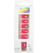 24 Pcs Rose Red Press on Nails Short Square - SHANRUN Spring Pure Color Fake Nails French Glossy ...