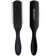 Jack Dean by Denman Curly Hair Brush D3 (All Black) 7 Row Styling Brush for Detangling, Separatin...