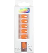24 Pcs Orange Color Press on Nails Short Square - SHANRUN Spring Pure Color Fake Nails French Glo...
