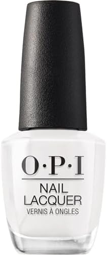 OPI Nail Lacquer Alpine Snow | Opaque Soft White Crème Chip Resistant Nail Polish | Fast Drying, Streak Free