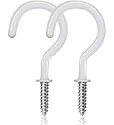 JEGONFRI 20 Pack Ceiling Hooks for Hanging Plants, 2 Inch Vinyl Coated Screw Hooks, Multi-Functio...