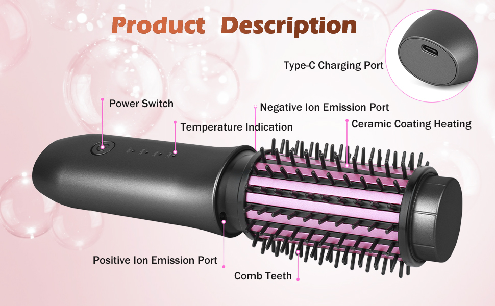 Cordless Curling Iron Brush