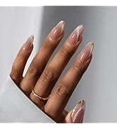BTArtbox Press On Nails Almond - Cat Eye Press On Nails Medium Fake Nails with 3D Sculpting Metal...