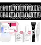 Beetles Gel Nail Kit Short Square with Nail Dehydrator and Primer, 576Pcs Half Matte Etch-X Gel N...