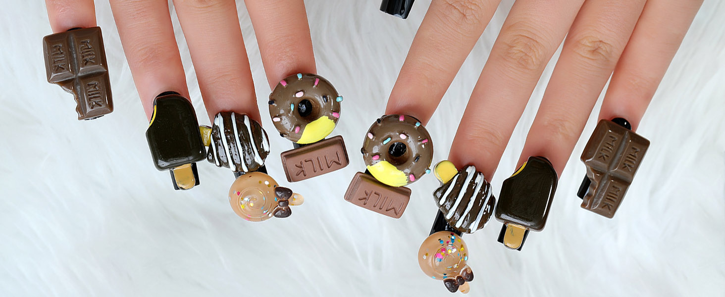 cute press on nails long coffin fake nails false nails acrylic nails candy full cover nail press ons