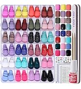 Teenitor Short Press On Nails Glitter, 12 Sizes Short Square Press On Nails with Glitter Press On...