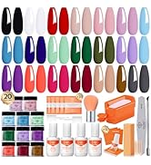 Modelones 20 Colors Dip Powder Nail Kit, Nail Dip Powder Kit Starter Set DIY Manicure Acrylic Dip...