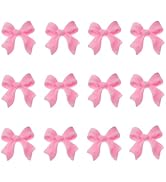 100 Pcs Pink Bow Nail Charm for Women Girl, 3D Bow Nail Decoration Resin Bow Nail Rhinestones Bow...