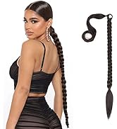 SDZNYQT 32 inch DIY Braided Ponytail Extension with Hair Tie, Long Straight Wrap Around Ponytail ...