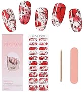 TOROKOM Halloween Cured Gel Nail Strips, Bloody Skull ​Gel Nail Polish Strips Long Lasting Waterp...