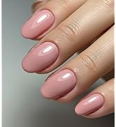 Morily Nude Pink Press on Nails - Glossy Short Oval Fake Stick on Nails, Reusable Full Cover Arti...