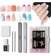 12 Packs (288 Pcs) Press on Nails Set Short Medium, Jofay Fashion Gel x Nail Kit Almond Coffin Fa...