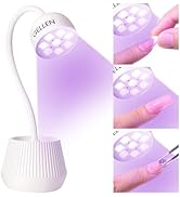 Gellen Gooseneck UV Lamp for X Gel Nails 365+405nm, Rechargeable 24W Nail UV Light, Portable 360°...