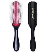 Denman Curly Hair Brush D4 (Black & Red) 9 Row Styling Brush for Styling, Smoothing Longer Hair a...