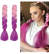 Ombre Braiding Hair Extensions with Tinsel, 2Pack/Lot Ombre Sparkly Braiding Hair for Twist Croch...