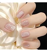 24Pcs Cat Eye Press on Nails Short Fake Nails Square Acrylic Nails with Glitter Design Glossy Sti...