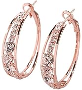 Hoop Earrings for Women 24mm Small Personalized Rhinestone Hoops Statement Accessories Jewelry Gi...