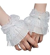 SONGJIE Lolita Lace Gloves White Bow Hand Sleeve Sexy Lace Elastic Bracelet for Halloween, Weddin...
