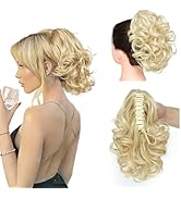 SDZNYQT Curly Claw Ponytail extensions 10 inch Claw Clip in Short Ponytail Hair Pieces Wavy Claw ...