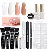 GAOY Poly Nail Extension Gel Kit of 4 Colors with Top Coat Base Coat Dual Forms and Tools Gel Nai...